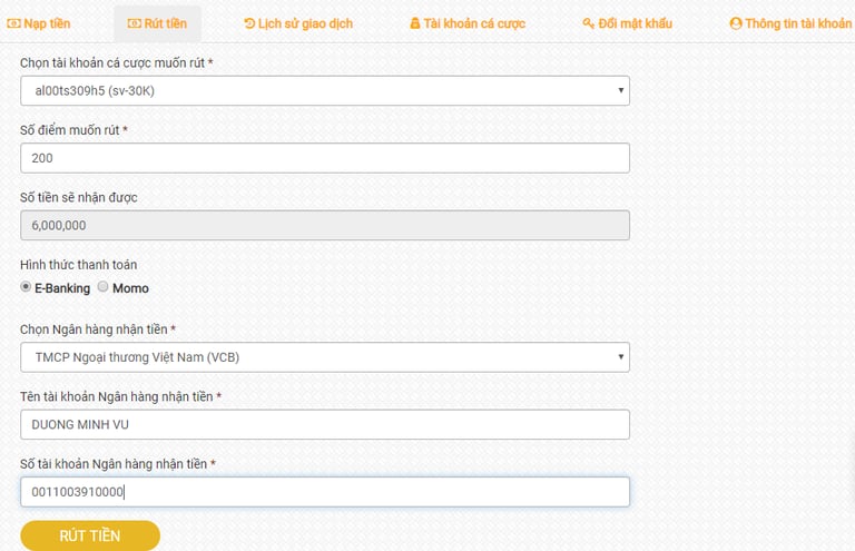 Hướng dẫn rút tiền trên Alo88
