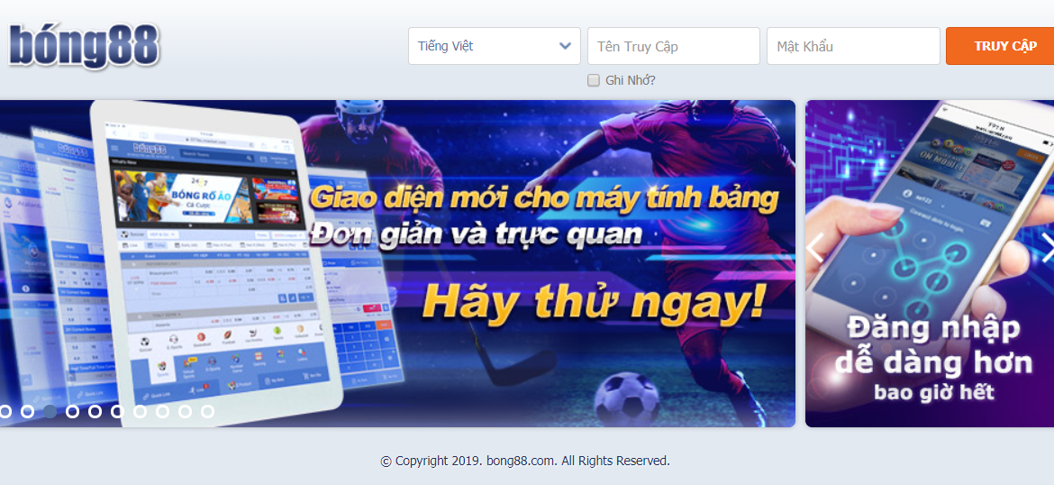 Giao diện Bong88